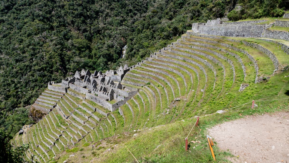 Inca ruins and terraces on the Inca Trail