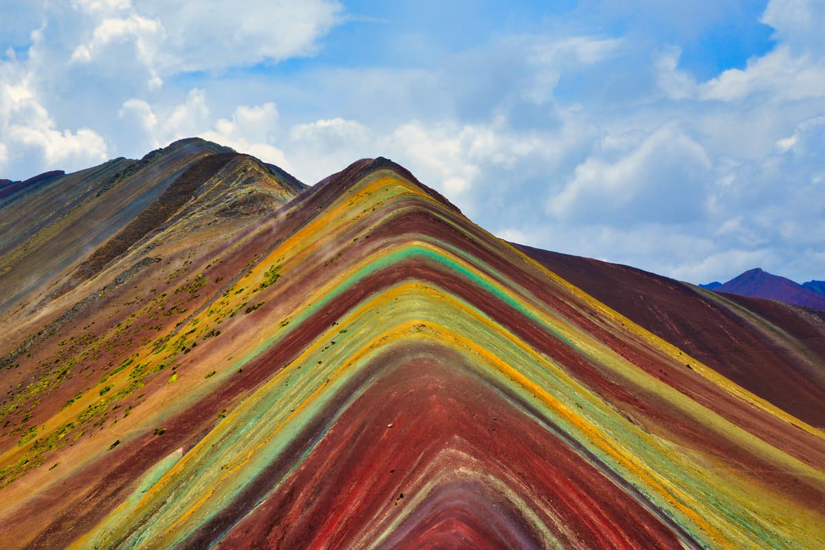 The striped slopes of Vinicunca, the Rainbow Mountain